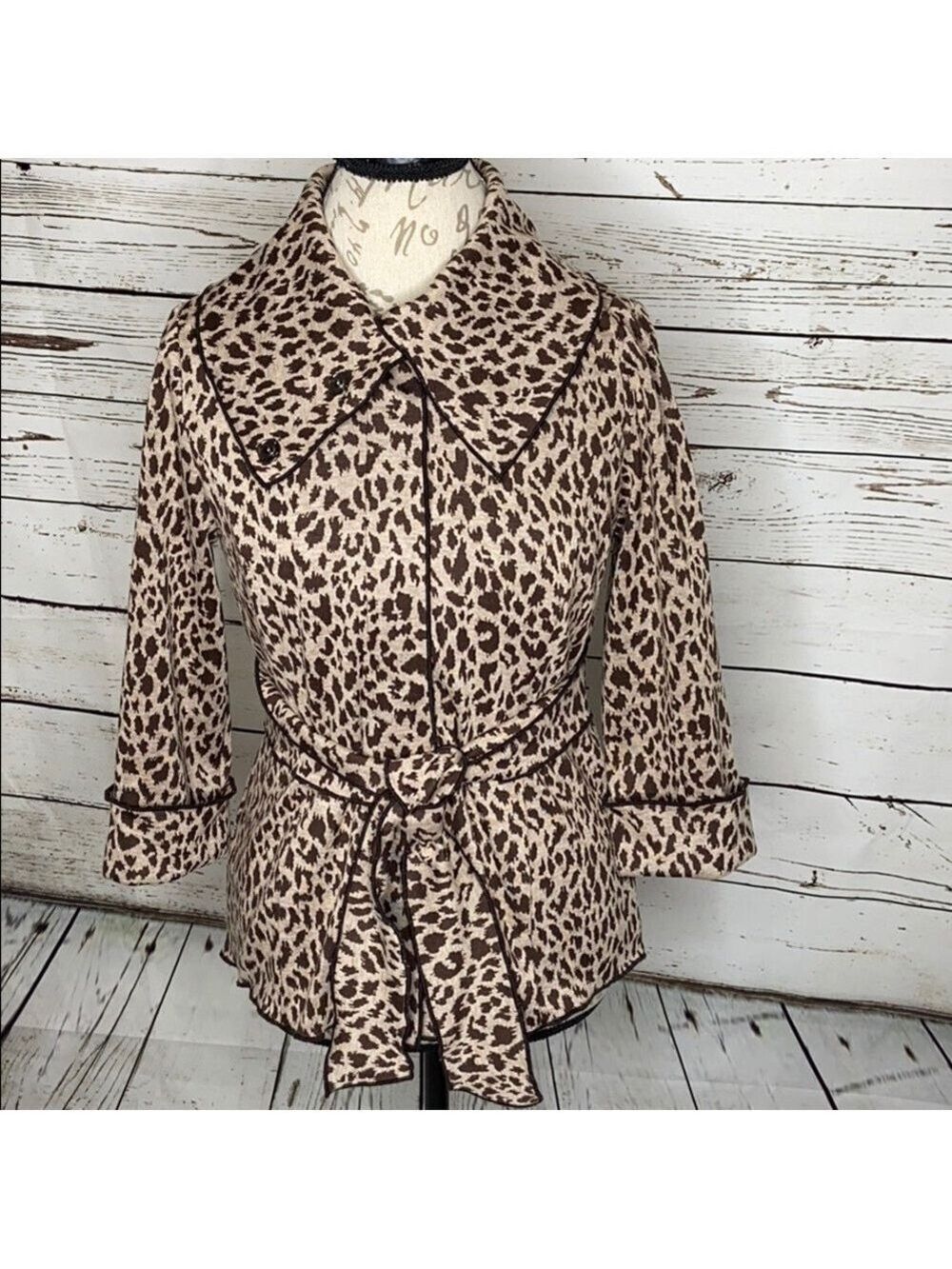 𝅺DAVID Brooks Animal Print Lightweight Knit Jacket